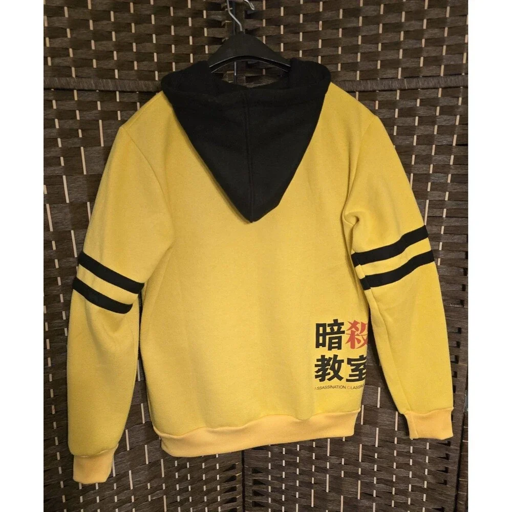 Assassination Classroom Koro Sensei Anime Hoodie Yellow Cosplay Sweatshirt XL Ch